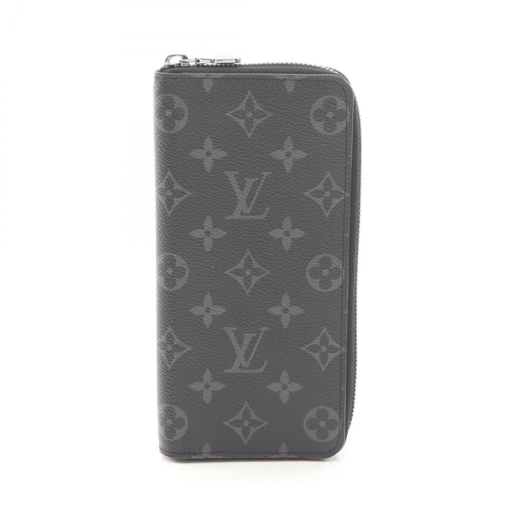 Louis Vuitton Zippy Wallet Vertical Monogram Round Long Leather Eclipse Black